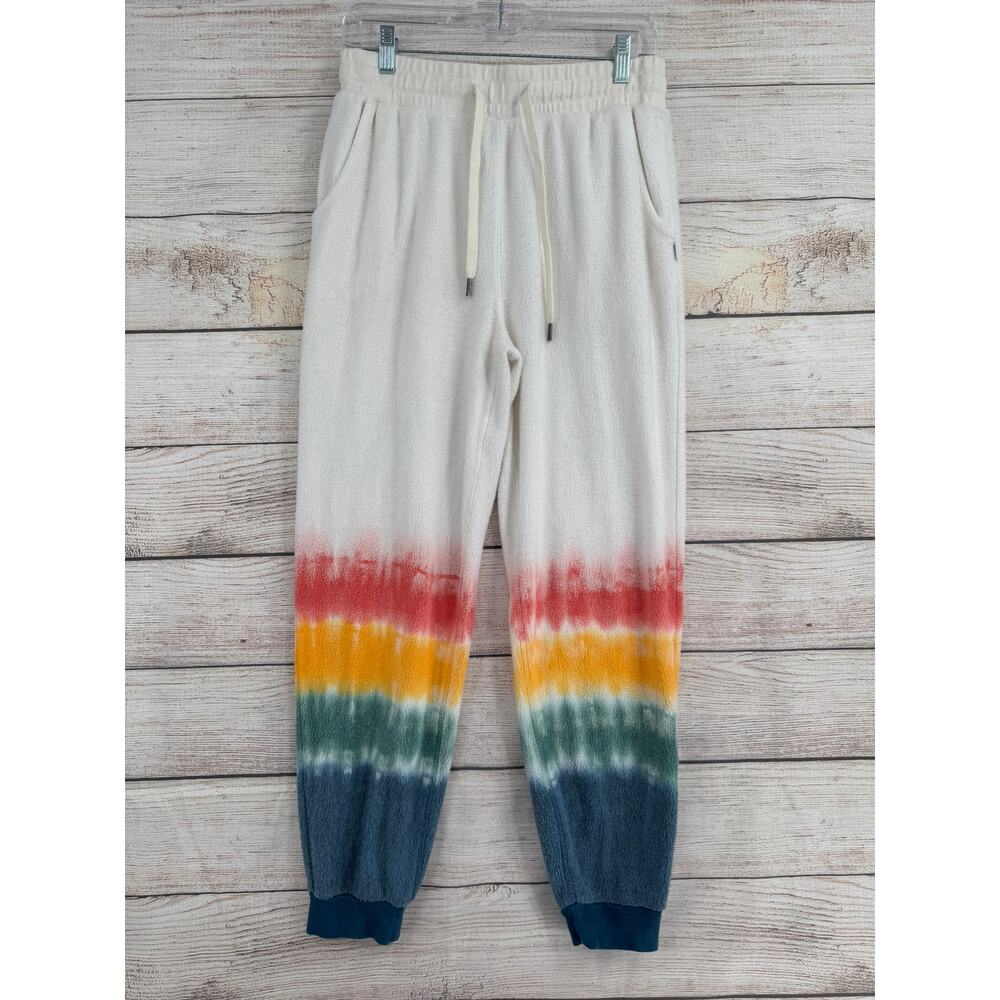 FEAT Rainbow Tie Dye Blanket‎ Blend Sweatpants Womens Medium White Pink Blue